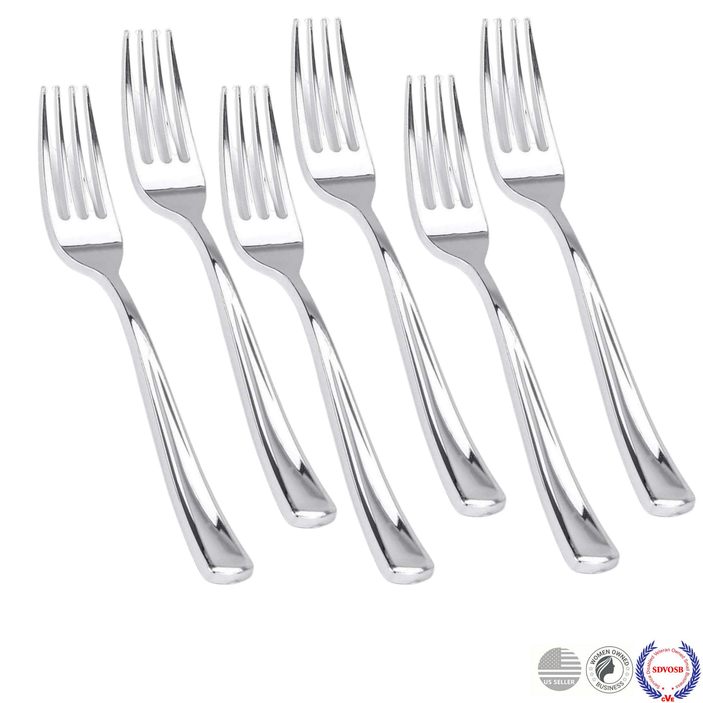 Perfect Settings Silver Disposable Plastic Forks - 125 Count