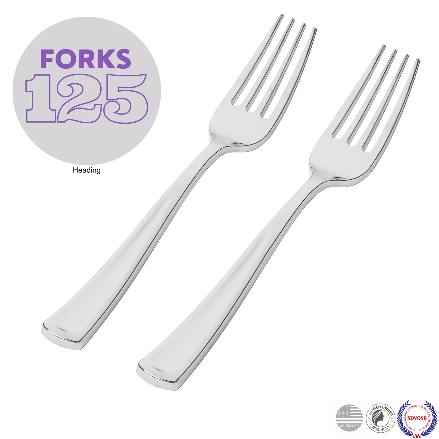 Perfect Settings Silver Disposable Plastic Forks - 125 Count