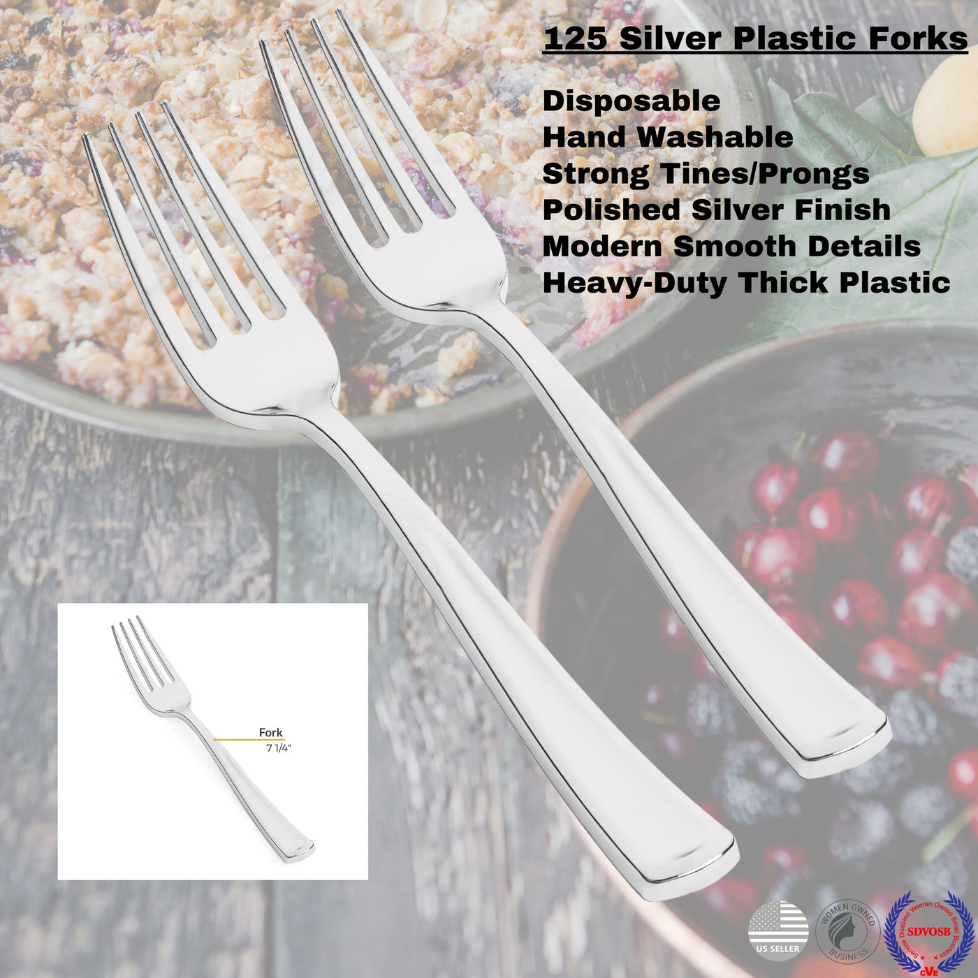 Perfect Settings Silver Disposable Plastic Forks - 125 Count