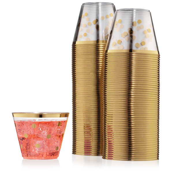 Gold rim deals plastic cups