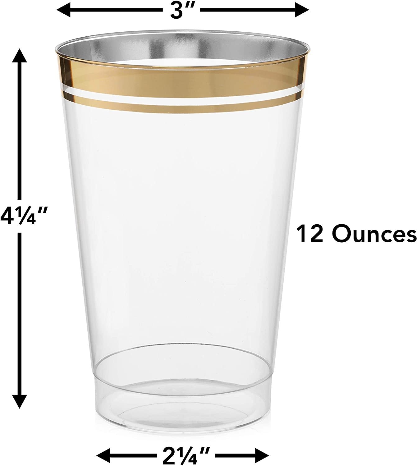 Premium Plastic Cups, 12 oz, Gold - 20 count
